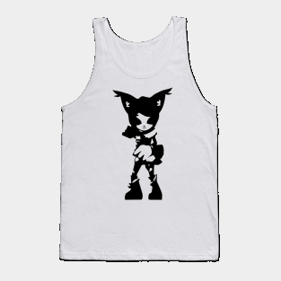 Martial cat minimal silhouette white Tank Top